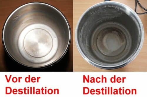 Rückstände nach Destillation von Leitungswasser